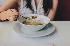 steaming chicken noodle soup